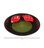 Handcrafted Maroon & Green Ceramic (Set of 3) Appetizer Platter with Dip Bowl