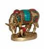 Handcrafted Colourful Kamdhenu Brass Animal Figurine