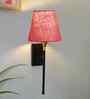 Handcrafted Conical Jute Shade Wall Lamp   Sturdy Metal Body & Ambient Lighting-(Pink Jute)