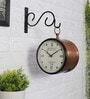 Handcrafted Eaching Brown Metal Railway Clock