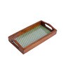 Handcrafted Green WOOD & Glass Serving Tray