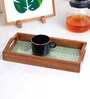 Handcrafted Green WOOD & Glass Serving Tray