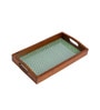 Handcrafted Green WOOD & Glass Serving Tray