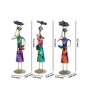 Handcrafted Lady With Umbrella Multicolour Colour Wrought Iron (Set Of 3) Figurine
