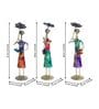 Handcrafted Lady With Umbrella Multicolour Colour Wrought Iron (Set Of 3) Figurine