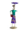 Wrought Iron Handcrafted Lady with Umbrella Multicolour Figurine