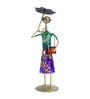 Wrought Iron Handcrafted Lady with Umbrella Multicolour Figurine