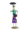 Wrought Iron Handcrafted Lady with Umbrella Multicolour Figurine