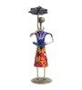 Handcrafted Wrought Iron Lady with Umbrella Multicolour Figurine