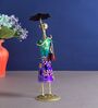 Wrought Iron Handcrafted Lady with Umbrella Multicolour Figurine