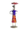 Handcrafted Wrought Iron Lady with Umbrella Multicolour Figurine