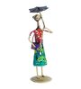Wrought Iron Handcrafted Lady with Umbrella Multicolor Figurine