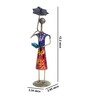 Handcrafted Wrought Iron Lady with Umbrella Multicolour Figurine
