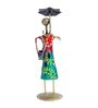 Wrought Iron Handcrafted Lady with Umbrella Multicolor Figurine
