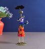Handcrafted Wrought Iron Lady with Umbrella Multicolour Figurine