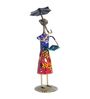 Handcrafted Wrought Iron Lady with Umbrella Multicolour Figurine
