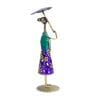 Wrought Iron Handcrafted Lady with Umbrella Multicolour Figurine