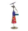 Handcrafted Wrought Iron Lady with Umbrella Multicolour Figurine
