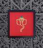 Red Handcrafted Lord Gajanand Gold-Plated Jardoshi Embroidery Wall Art