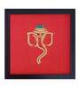 Red Handcrafted Lord Gajanand Gold-Plated Jardoshi Embroidery Wall Art