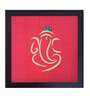 Red Handcrafted Lord Ganesha Gold-Plated Jardoshi Embroidery Wall Art