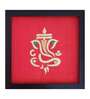 Red Handcrafted Lord Ganpathi Gold-Plated Jardoshi Embroidery Wall Art