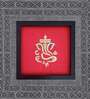 Red Handcrafted Lord Ganpathi Gold-Plated Jardoshi Embroidery Wall Art