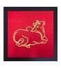 Red Handcrafted Lord Nandi Gold-Plated Jardoshi Embroidery Wall Art
