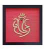 Red Handcrafted Lord Siddhivinayak Gold-Plated Jardoshi Embroidery Wall Art