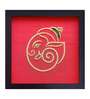 Red Handcrafted Lord Vighnaharta Gold-Plated Jardoshi Embroidery Wall Art