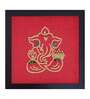 Red Handcrafted Lord Vigneshwara Gold-Plated Jardoshi Embroidery Wall Art