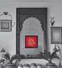 Red Handcrafted Lord Vinayaka Gold-Plated Jardoshi Embroidery Wall Art
