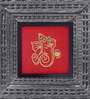 Red Handcrafted Lord Vinayaka Gold-Plated Jardoshi Embroidery Wall Art