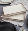 Handcrafted Matte Rectangle White 8 Inch Ceramic (Set of 2) Appetizer Platter