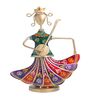 Handcrafted Musician Lady Multicolour Colour Wrought Iron Figurine