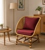 Handcrafted Natural Rattan 1 Seater Lounge Chair With Natural Finish In Green Colour Handcrafted Natural Rattan 1 Seater Lounge Chair With Natural Finish In Green Colour