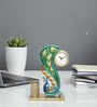 Rajasthani Folk Art Metal Figurine With Analog Clock Artistic Handcrafted Peacock Showpiece