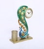 Rajasthani Folk Art Metal Figurine With Analog Clock Artistic Handcrafted Peacock Showpiece