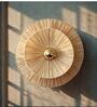 Handcrafted Rattan Wall Sconce with Golden Accent (Beige)