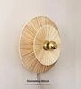 Handcrafted Rattan Wall Sconce with Golden Accent (Beige)
