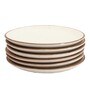 Handcrafted Ribbed 7 Inch White Ceramic (Set of 6) Quarter Plate