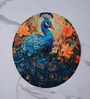 Blue Peacock Design Handcrafted Round Jute Table Mat