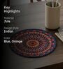 Blue And Orange Mandala Design Handcrafted Round Jute Table Mats