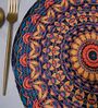 Blue And Orange Mandala Design Handcrafted Round Jute Table Mats