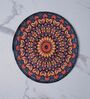 Blue And Orange Mandala Design Handcrafted Round Jute Table Mats