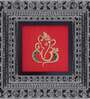 Red Handcrafted Shree-Ganesha Gold-Plated Jardoshi Embroidery Wall Art