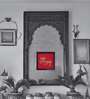 Red Handcrafted Shubh-Labh Gold-Plated Jardoshi Embroidery Wall Art