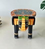 Orange Handcrafted Wooden Elephant Chowkie