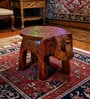Brown Handcrafted Wooden Elephant Chowkie