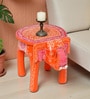 Red Handcrafted Wooden Elephant Chowkie